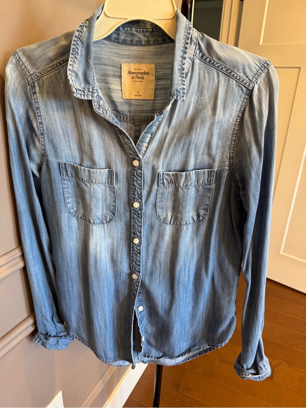 Abercrombie & Fitch Light Blue Denim Shirt Blouse